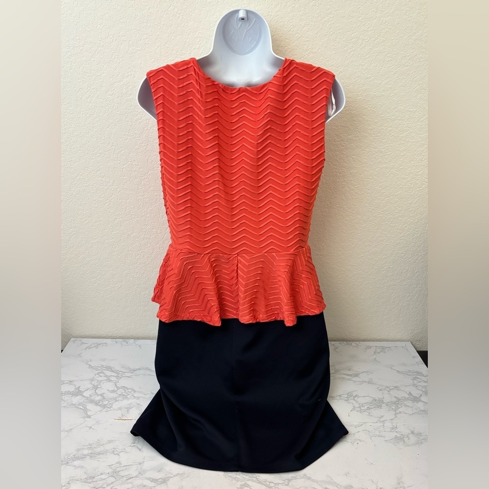 EN FOCUS STUDIO Pullover Dress Skirt Women’s 8 Blue Orange Pleated​​ - Picture 3 of 4